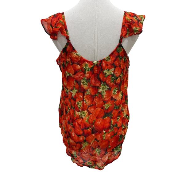 Anthropologie Strawberry Novelty Print Ruffle Tank Top - Picture 6 of 6